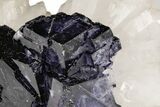 Dark-Purple Cubic Fluorite Crystals on Quartz - China #205582-2